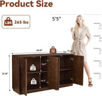 4 Door Accent Cabinet with Solid Wood Carved Doors
