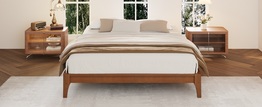 12 Inch Full Size Solid Dry Bamboo Wood Platform Bed Frame