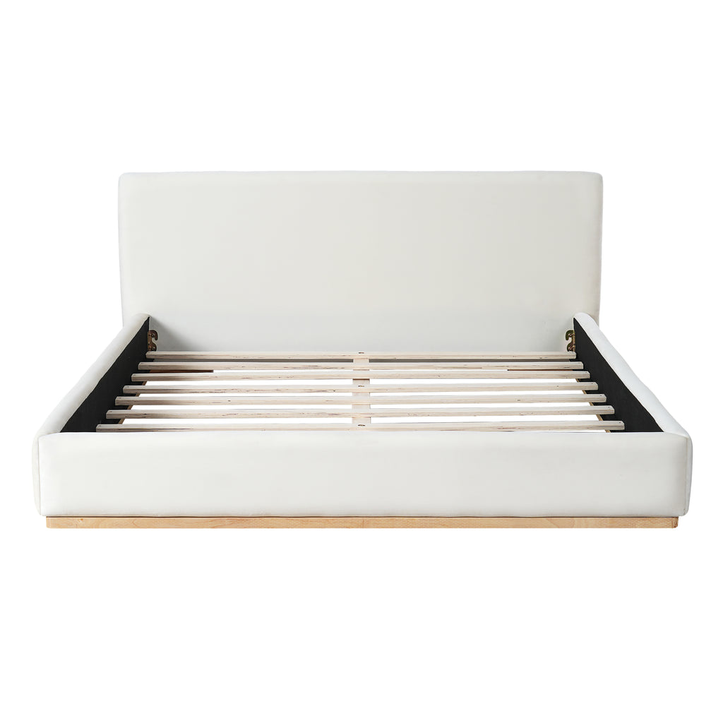 Elegant Upholstered Bed With Solid Wood Frame - Queen