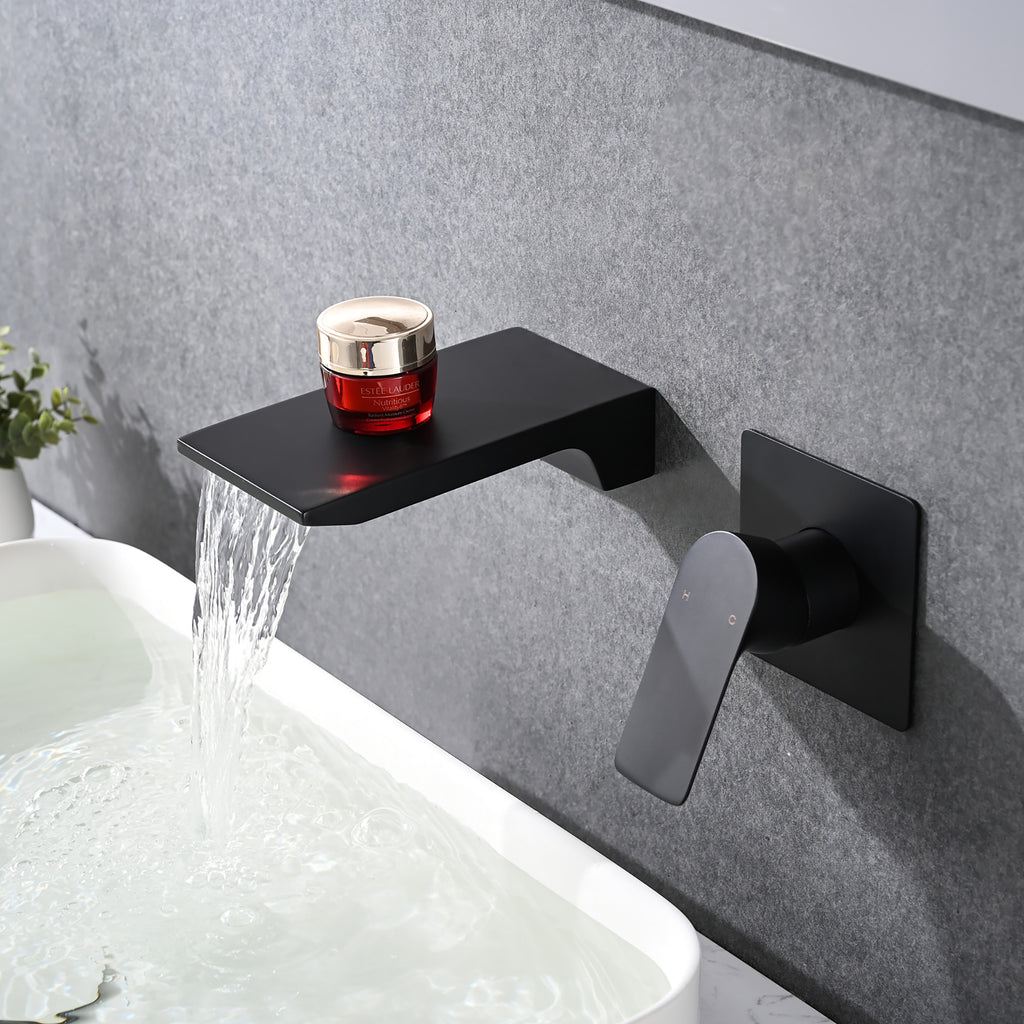 Matte Black Wall Mount Bathroom Sink Faucet