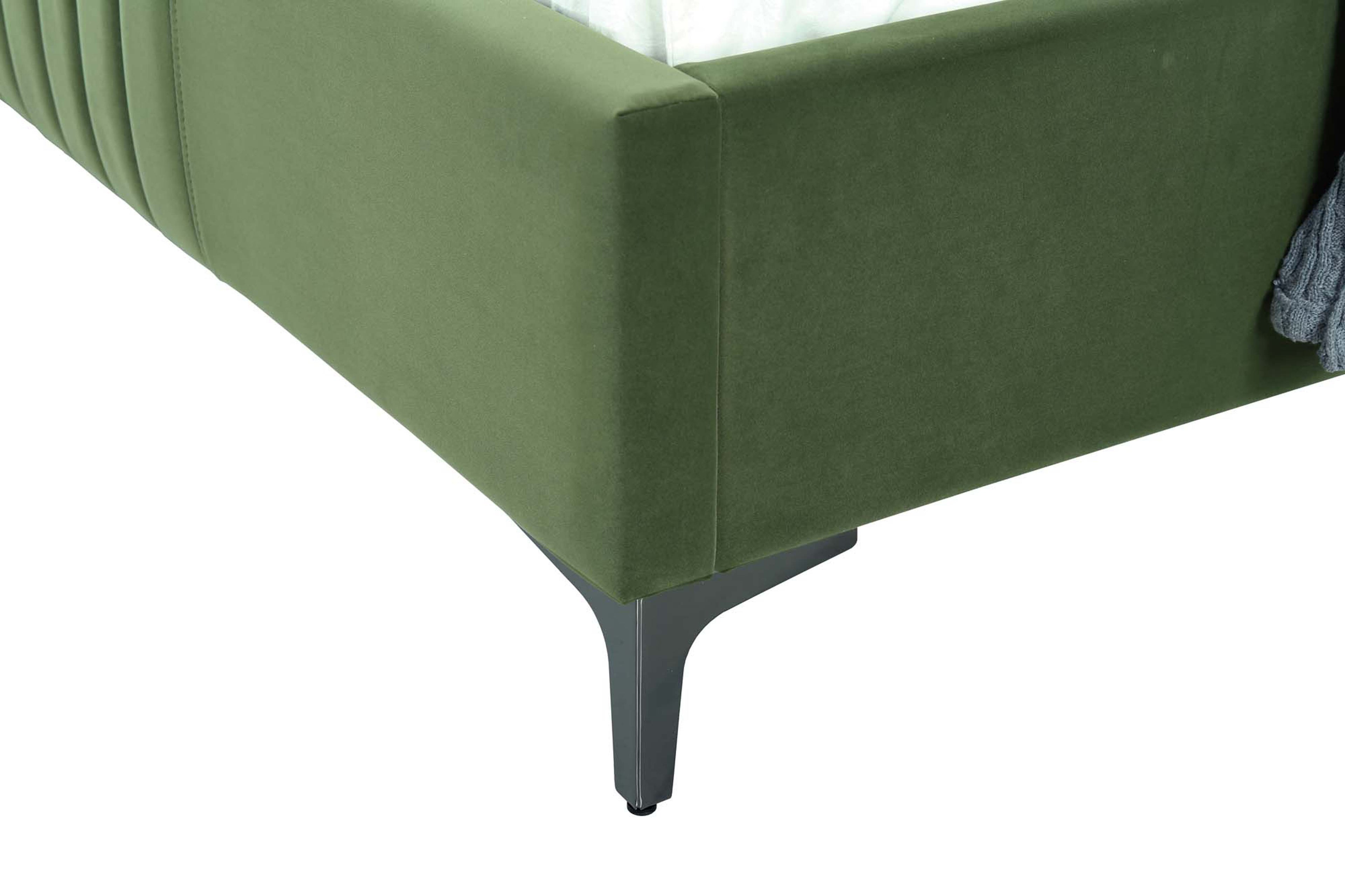 Promenade Upholstered Velvet Queen Bed in Moss