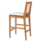 Kirkby Outdoor Barstool with Cushion, Teak Finish Wood
