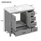 36" Gray Bathroom Vanity with Ceramic Sink