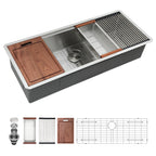 45 x 19 x 10 Inch Single Bowl Undermount Workstation Kitchen Sink