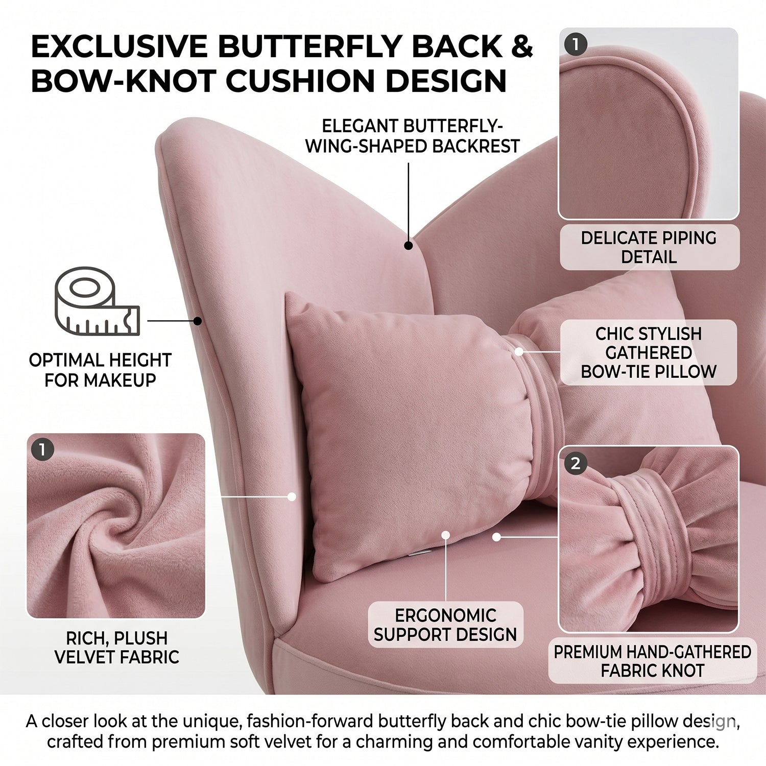Vanity Chair with Butterfly Back
