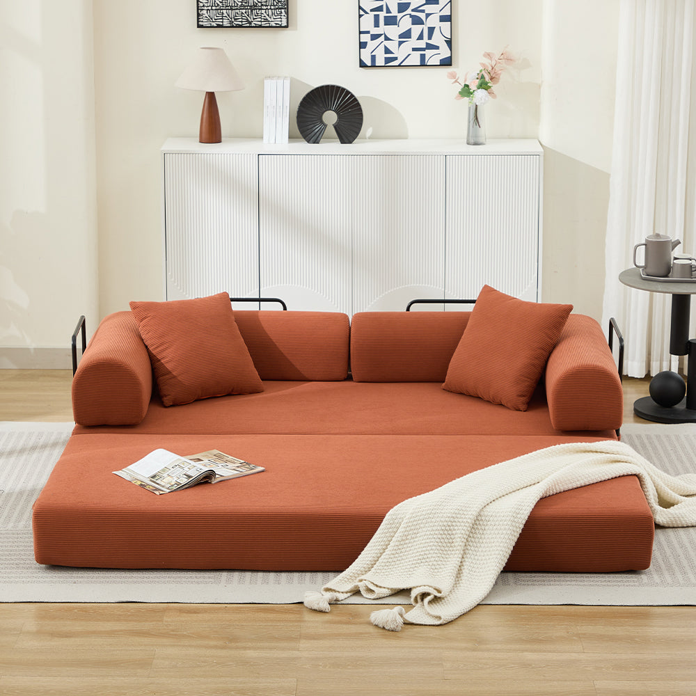 Folding Sofa Bed 78.5" Convertible Couch with 2 Pillows