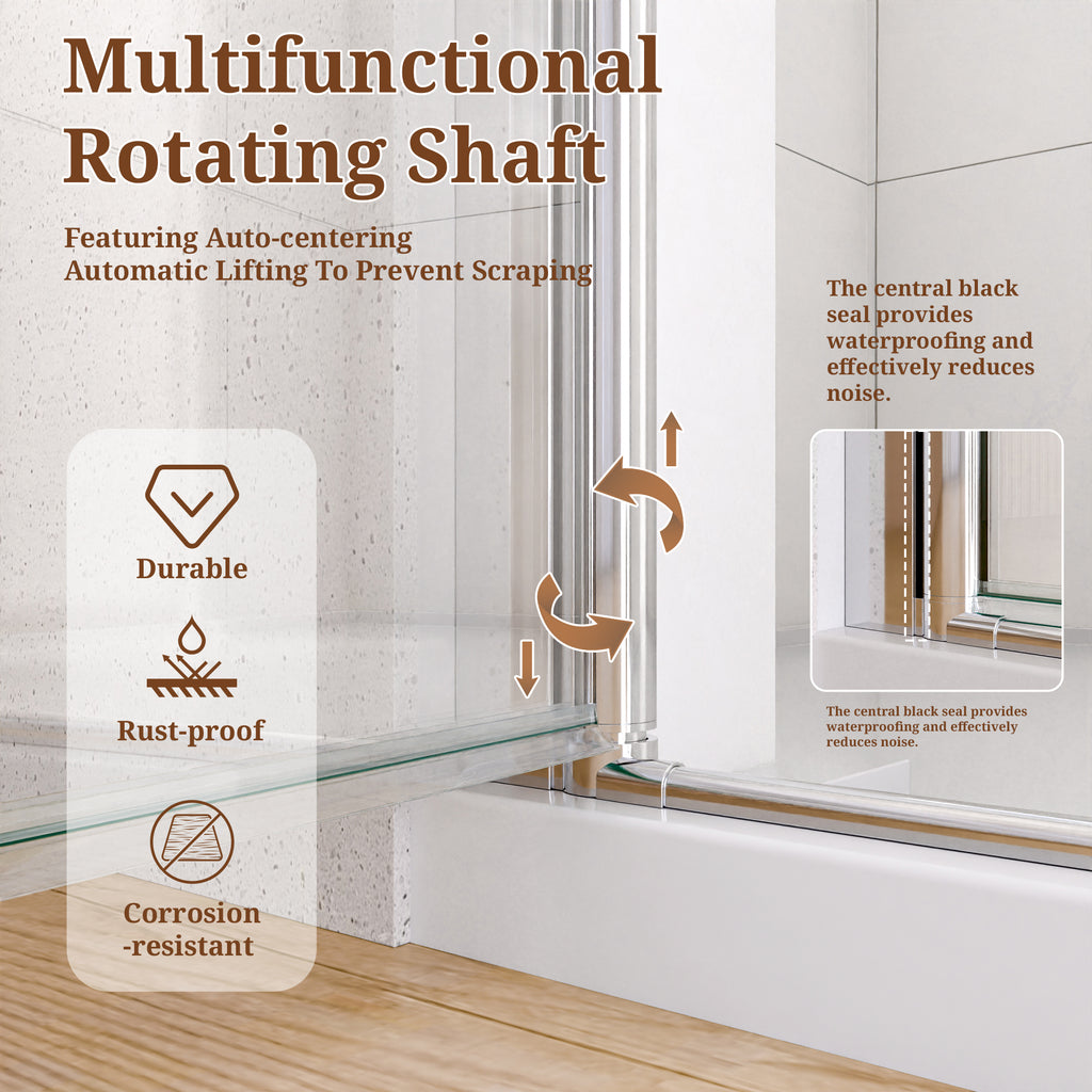 34" W x 72" H Semi-Frameless Circular Pivot Shower Door