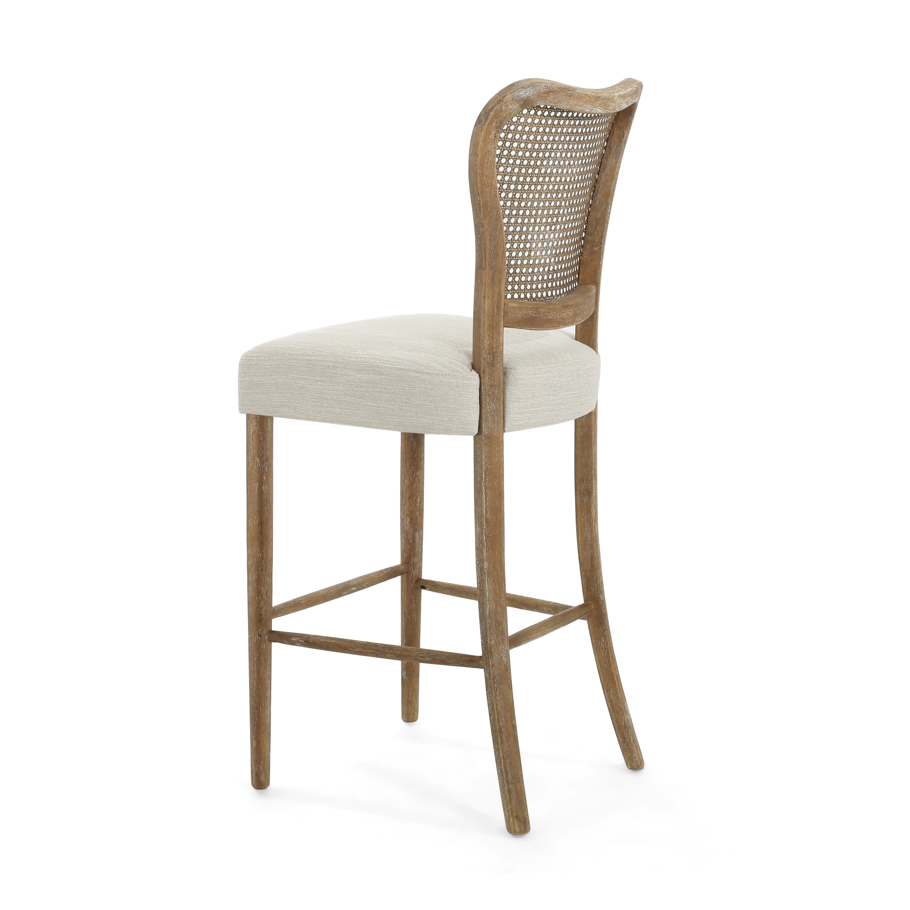 Cane-Back Upholstered Bar Stools Set of 2