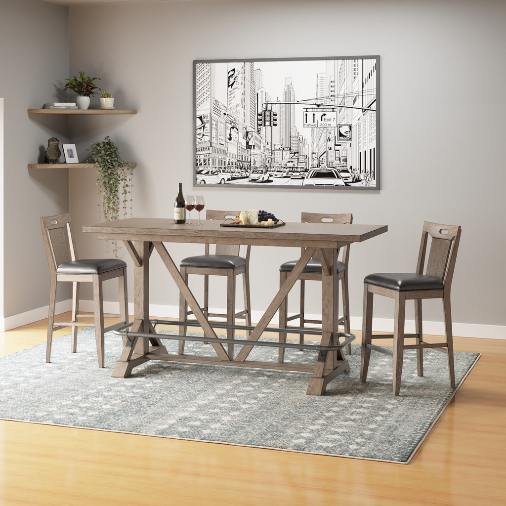 Brown Slat Back Bar Stools, Set of 2