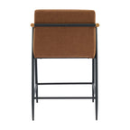 Counter Stool with Iron Frame - Set of 2 - Black and Reddish
