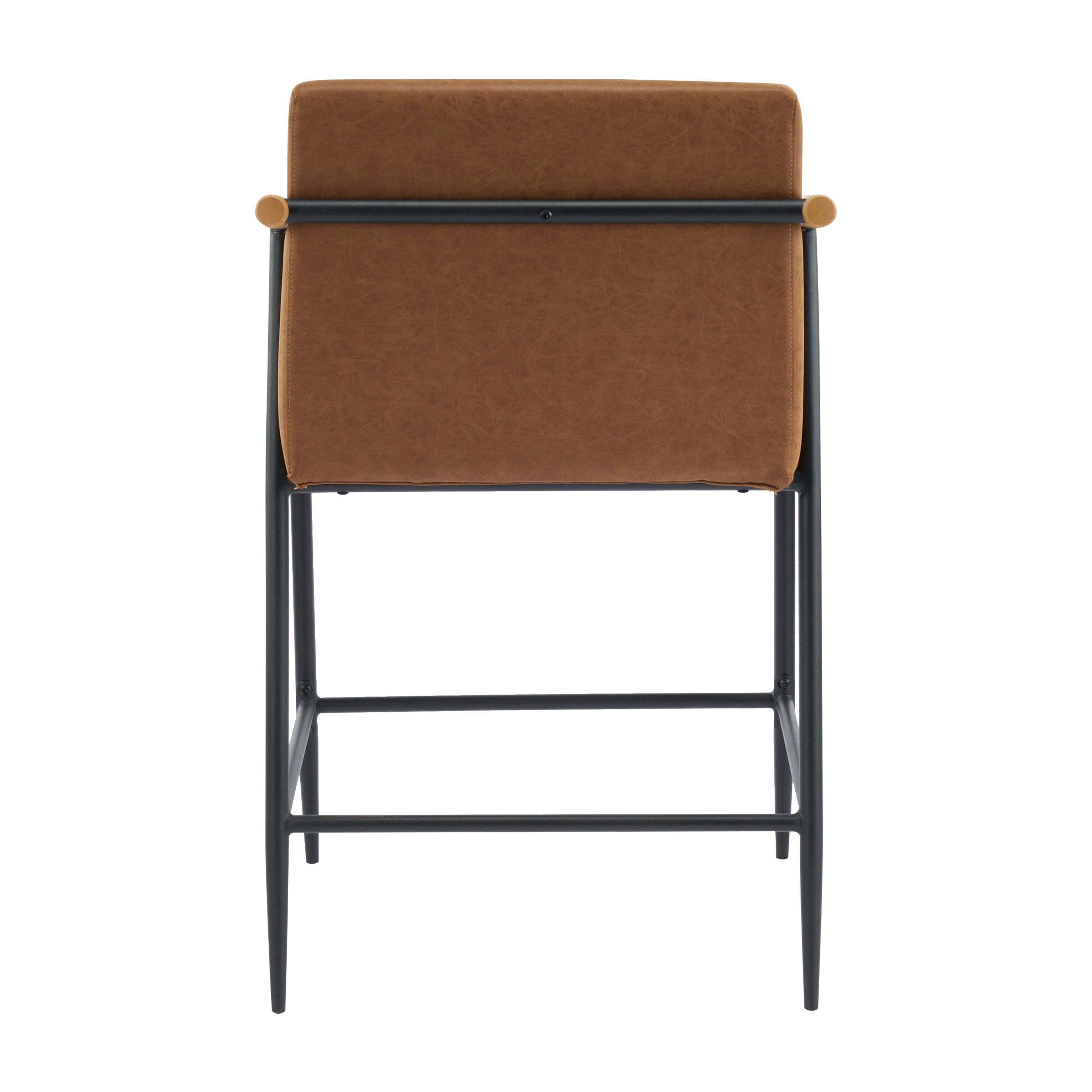 Counter Stool with Iron Frame - Set of 2 - Black and Reddish