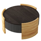 Modern Colorblocked Striped Coffee Table with Flip Top Storage