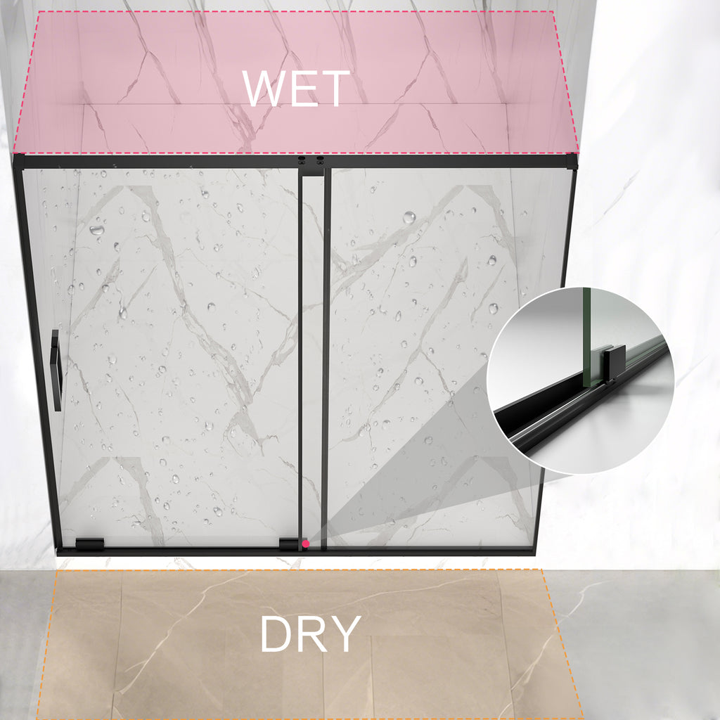 56-60" W x 72" H Semi-Frameless Sliding Shower Door