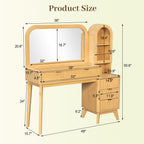 48" Fluted Makeup Vanity Desk with 32" Mirror