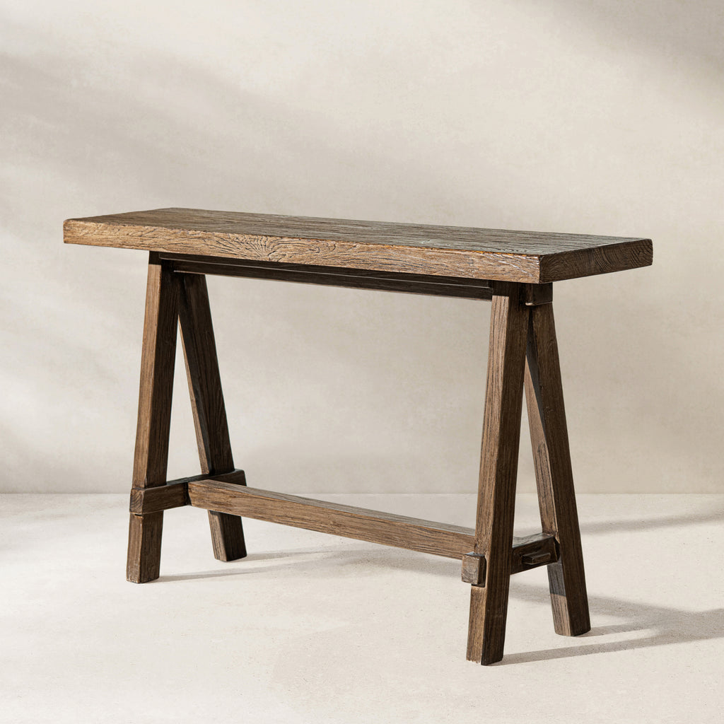 Hawthorne 60" Solid Reclaimed Elm Trestle Console Table