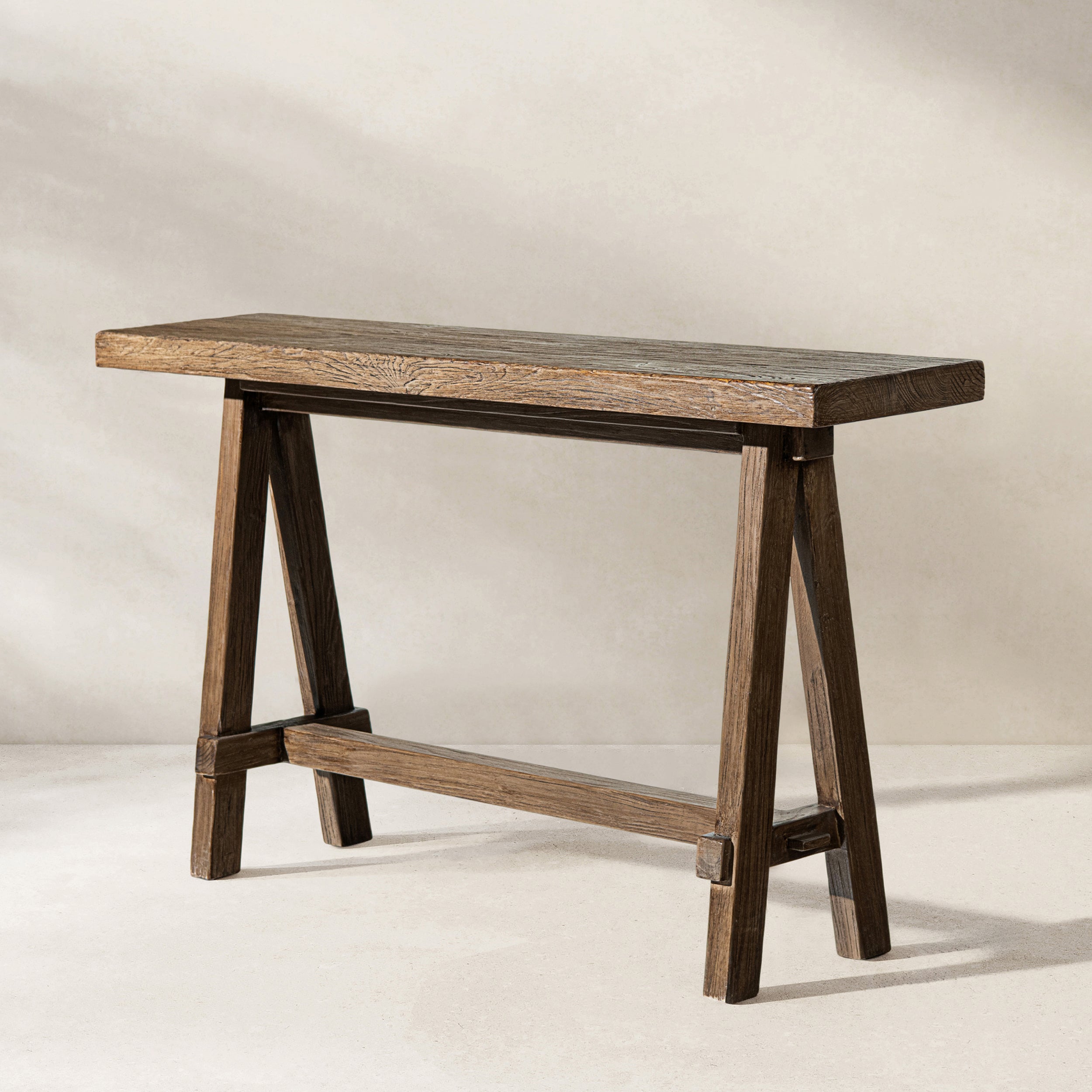 Hawthorne 60" Solid Reclaimed Elm Trestle Console Table