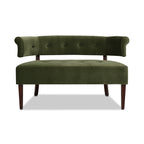 Jared Roll Arm Tufted Bench Settee, Olive