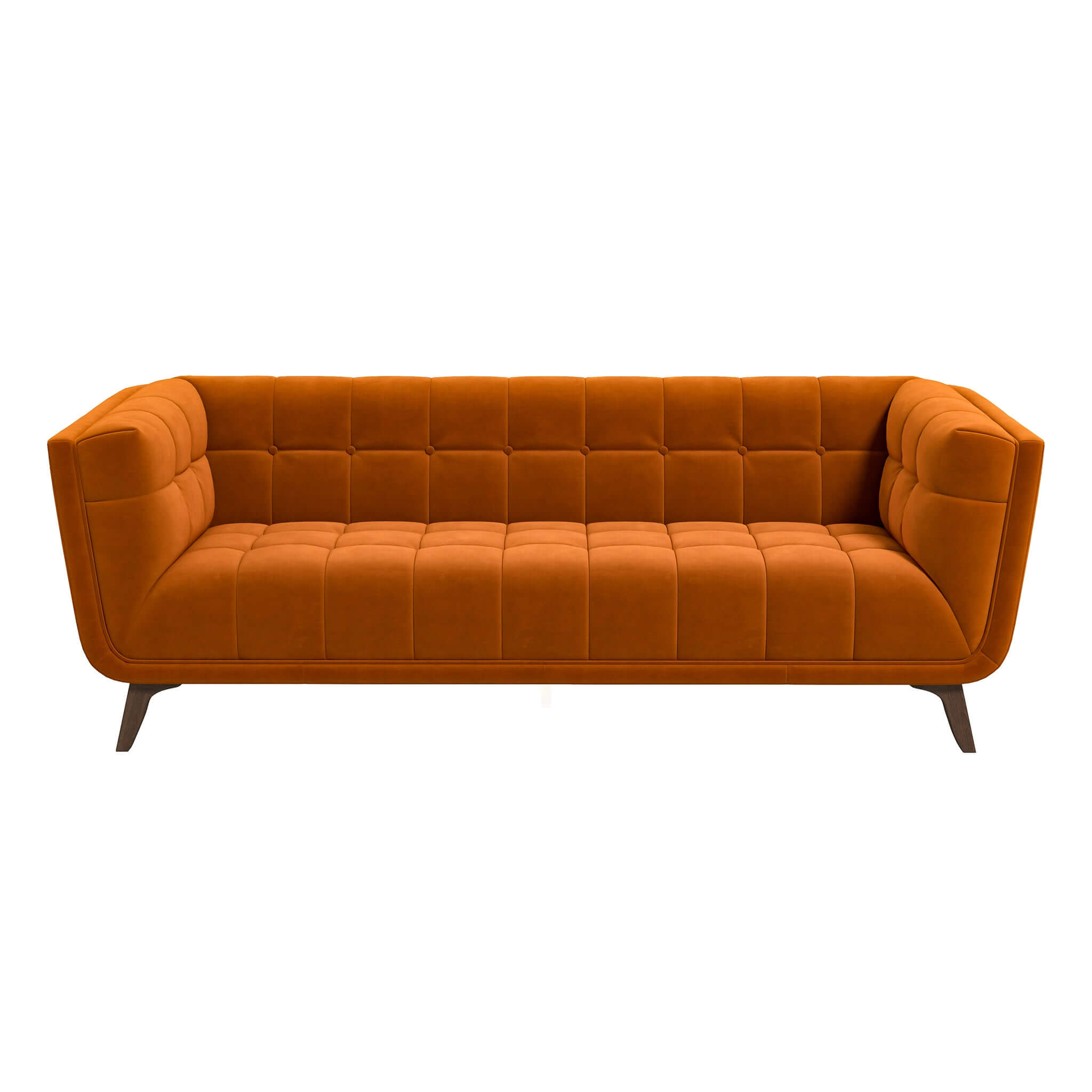 Addison Mid-Century Modern Velvet Sofa in Burnt-Orange