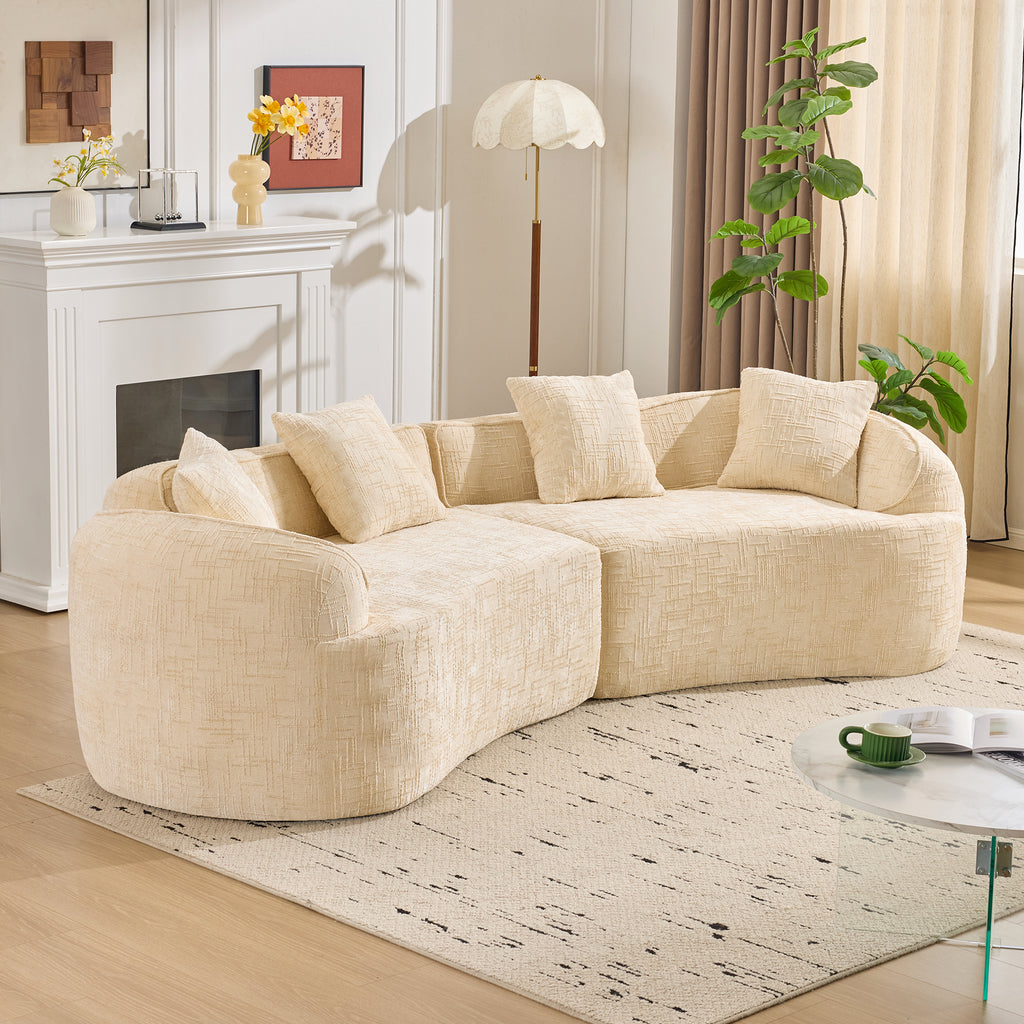 Beige Curved Compressed Sofa