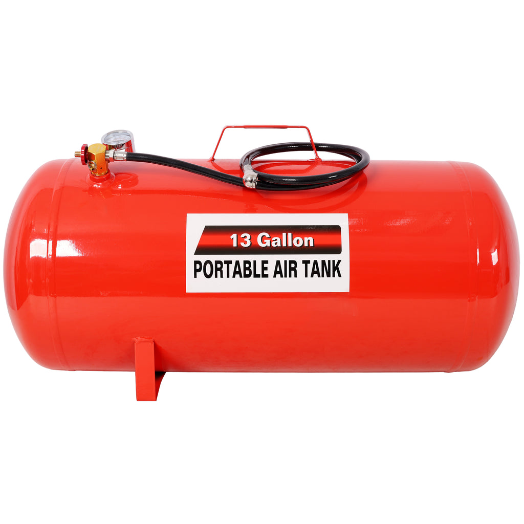 Portable 13 Gallon Air Tank, Lightweight Durable Air Compressor Tank with Pressure Gauge, Safety Valve and 43 Inch Hose for Easy Tool Connection