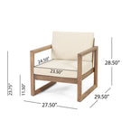 Set of 2 Outdoor Acacia Wood Patio Club Chairs