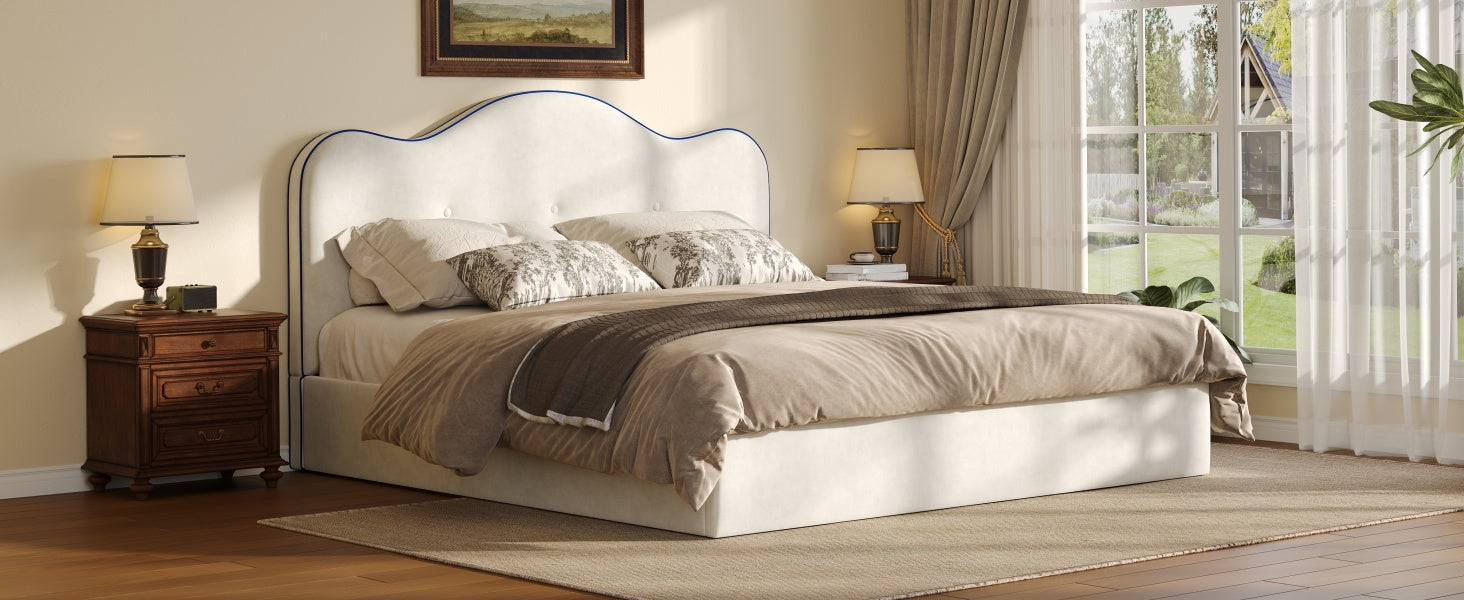 Queen Size Upholstered Platform Bed