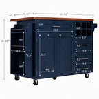 51.54" Rolling Kitchen Island Cart with Drop-Leaf
