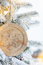6" x 6" Wooden Hanging Circle with Snowflake Cut - Set of 12