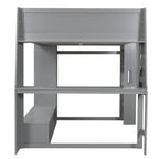 Wood Full Size Gaming Loft Bed with Desk and Multi-Storage Shelves
