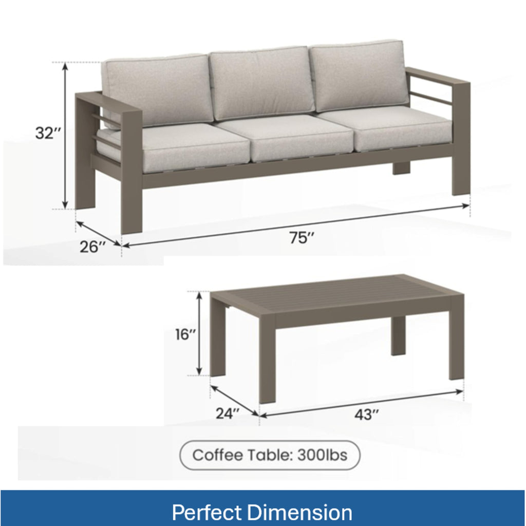 2 Pieces Outdoor Patio Set