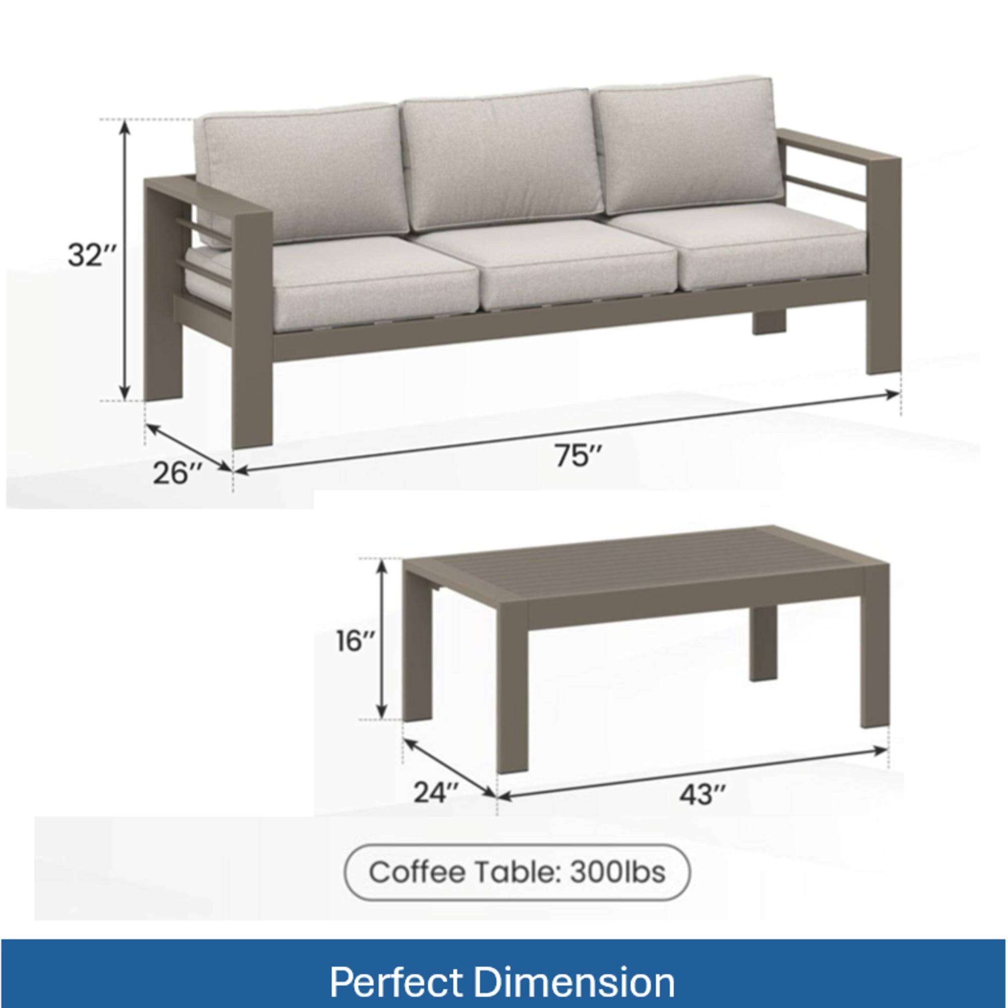 2 Pieces Outdoor Patio Set