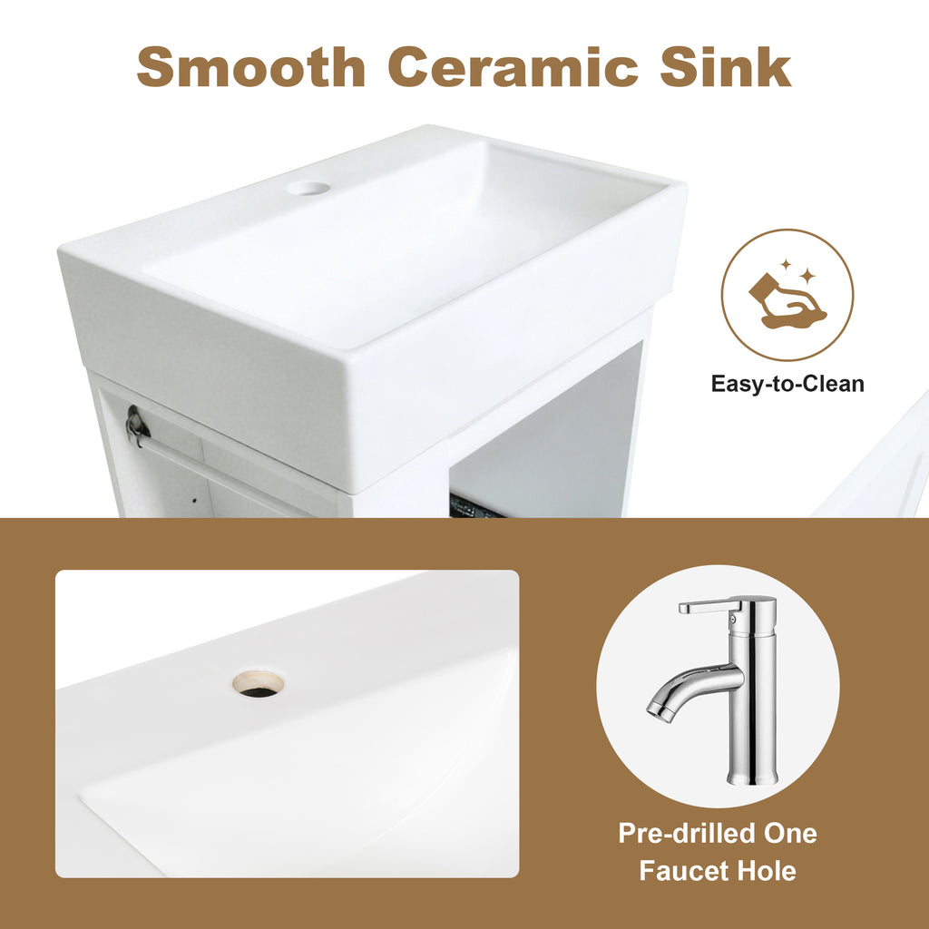20-Inch Bathroom Vanity with Ceramic Sink