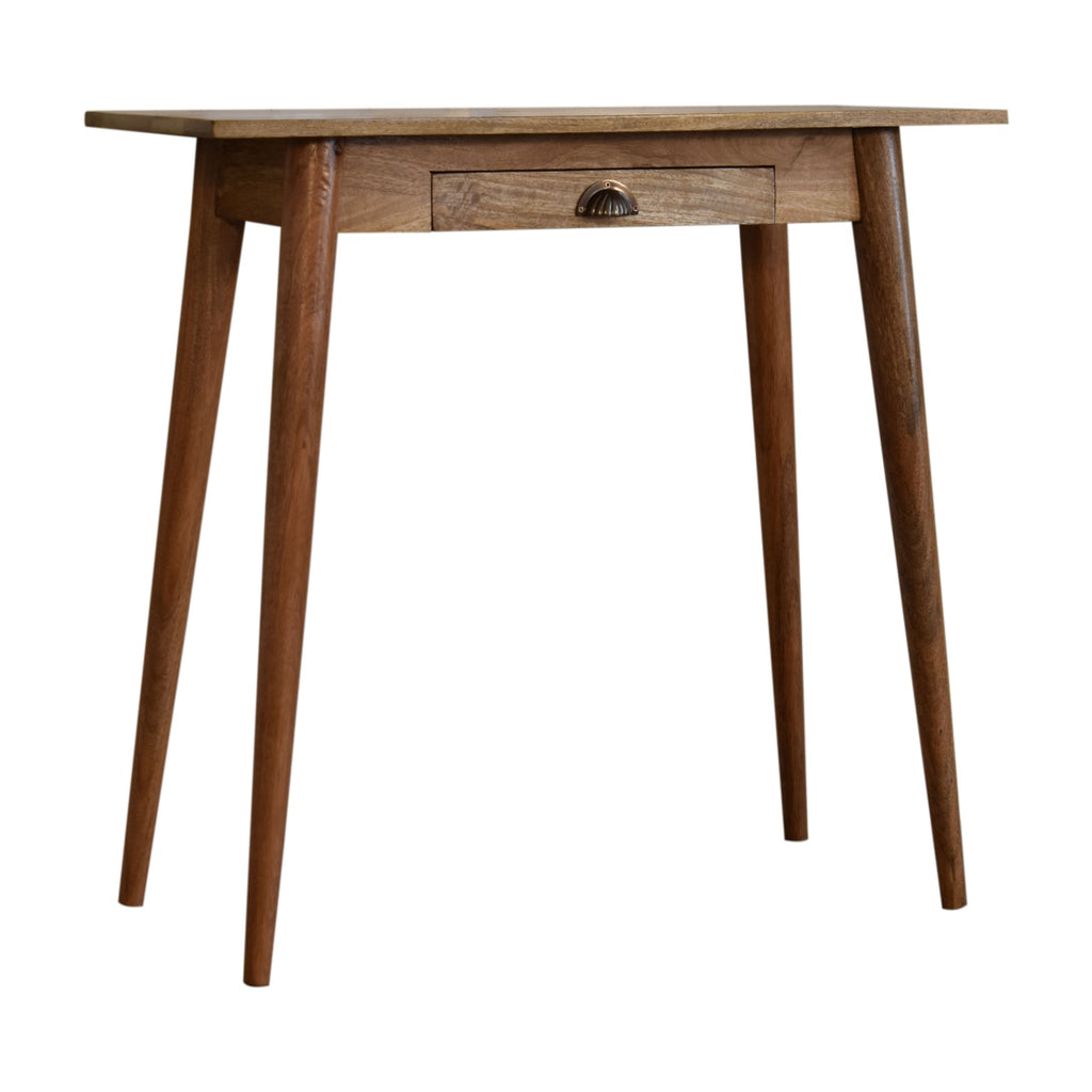 Solid Wood Mini Nordic Style Writing Desk, Oak-ish, 1-Drawer, Nordic Legs