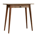 Solid Wood Mini Nordic Style Writing Desk, Oak-ish, 1-Drawer, Nordic Legs