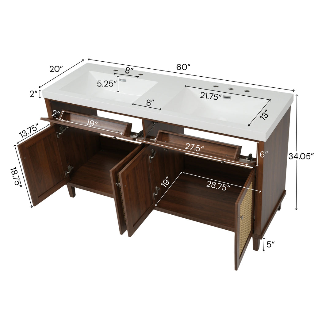 60 Inch Bathroom Vanity with Double Sink