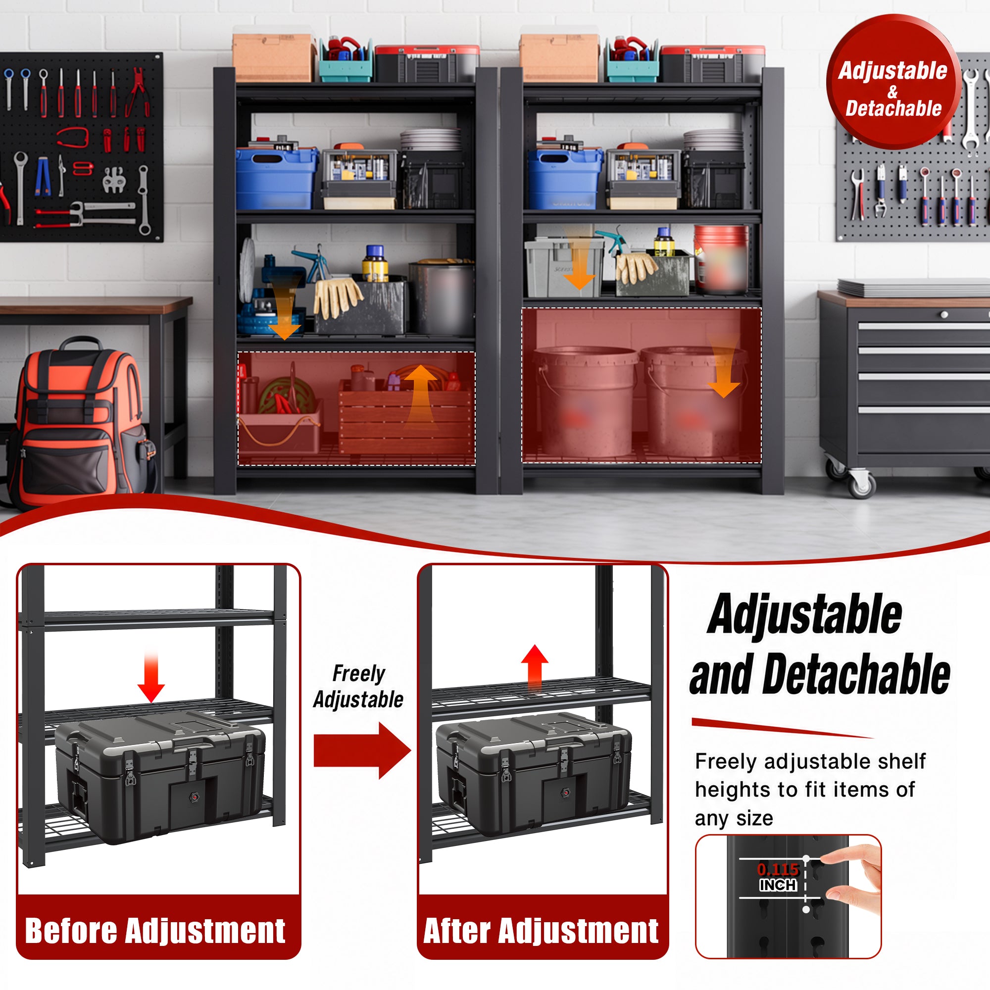 60"H 4-Tier Adjustable Heavy Duty Shelving Rack