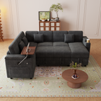 100-Inch Pull-Out Sofa with USB Ports, Table Board & Cup Holder