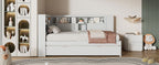 Twin Size Wood Daybed with Storage Shelves, USB and Trundle