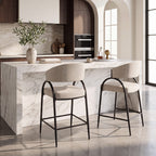 25" Seat Height Modern Fabric Bar Stools with Back