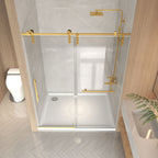 Frameless Sliding Shower Door - 5/16" Tempered Glass, Stainless Steel Frame