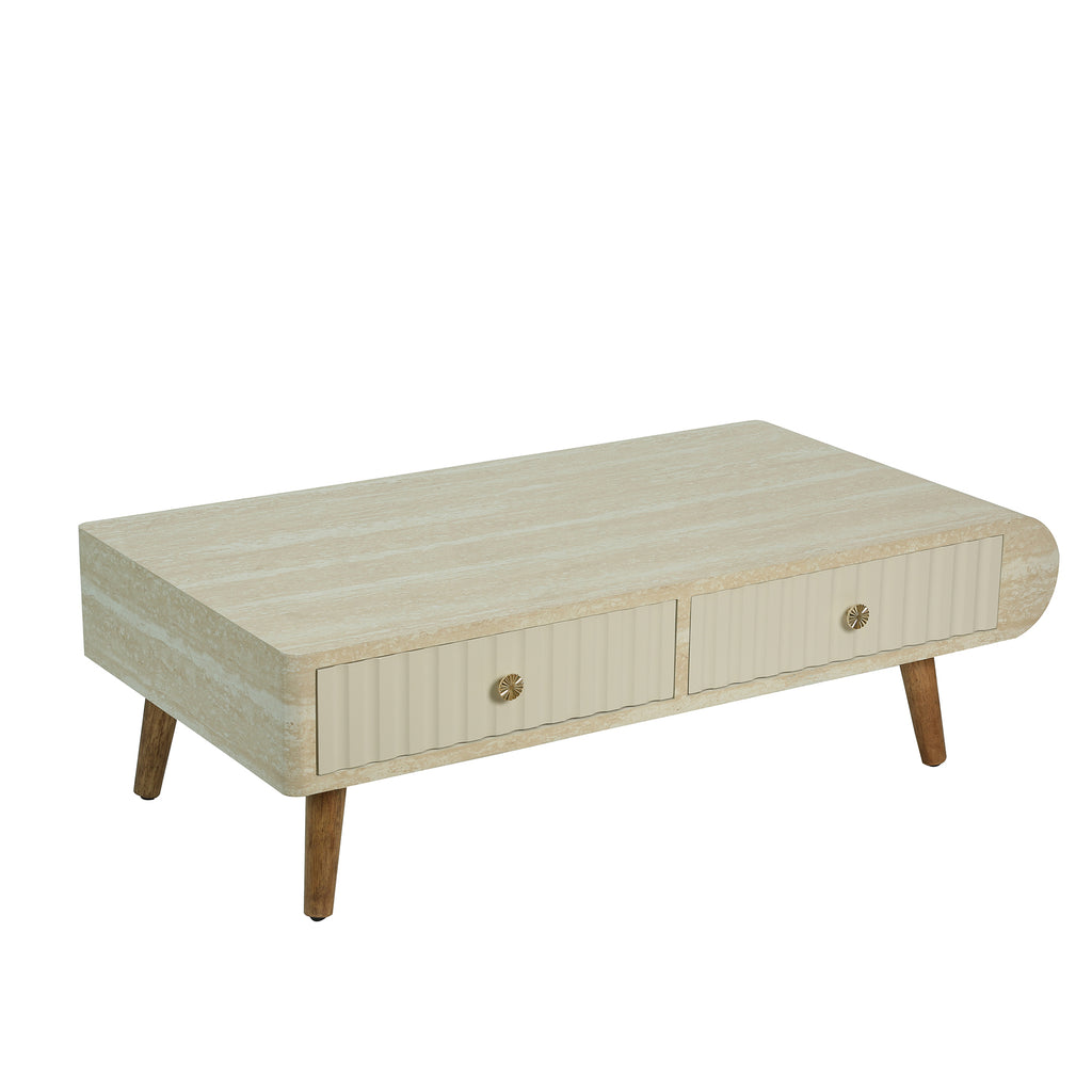 Coffee Table with Veneered Faux Marble Tabletop