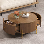 Modern Round Coffee Table with 2 Large Drawers