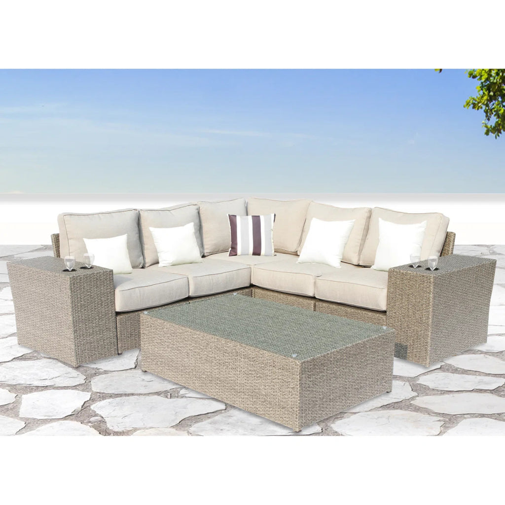Fully Assembled 4-Seat Outdoor Wicker Sectional