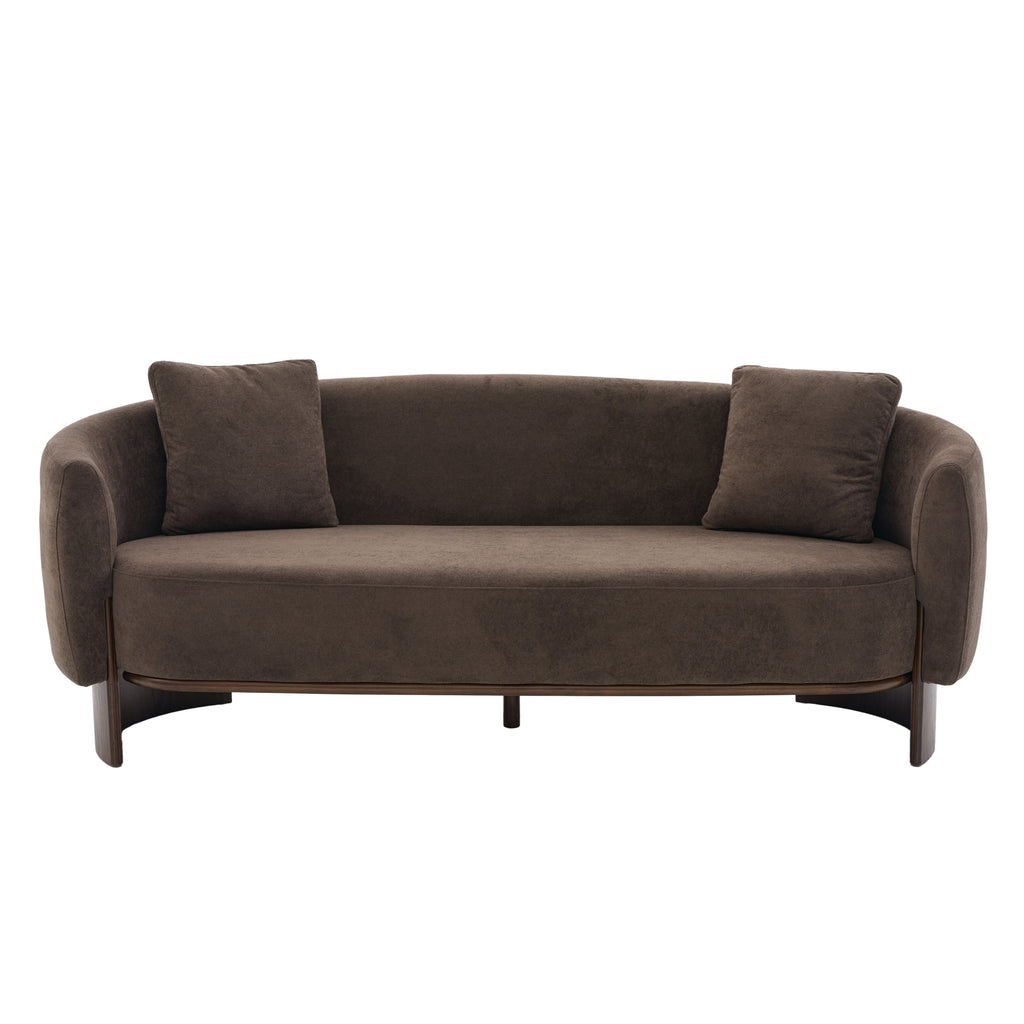 81 in. Curved Velvet Sofa with Wooden Base