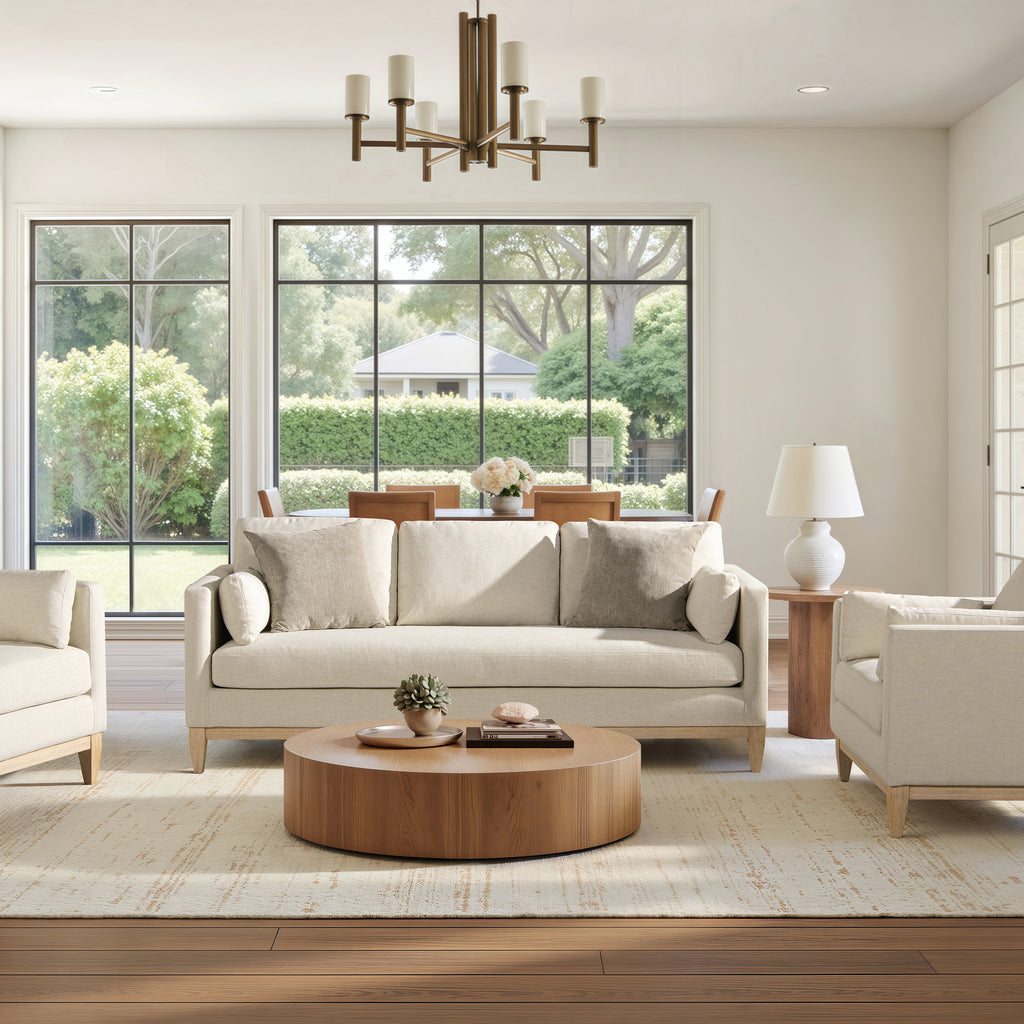 Knox 84" Modern Farmhouse Sofa, Flax