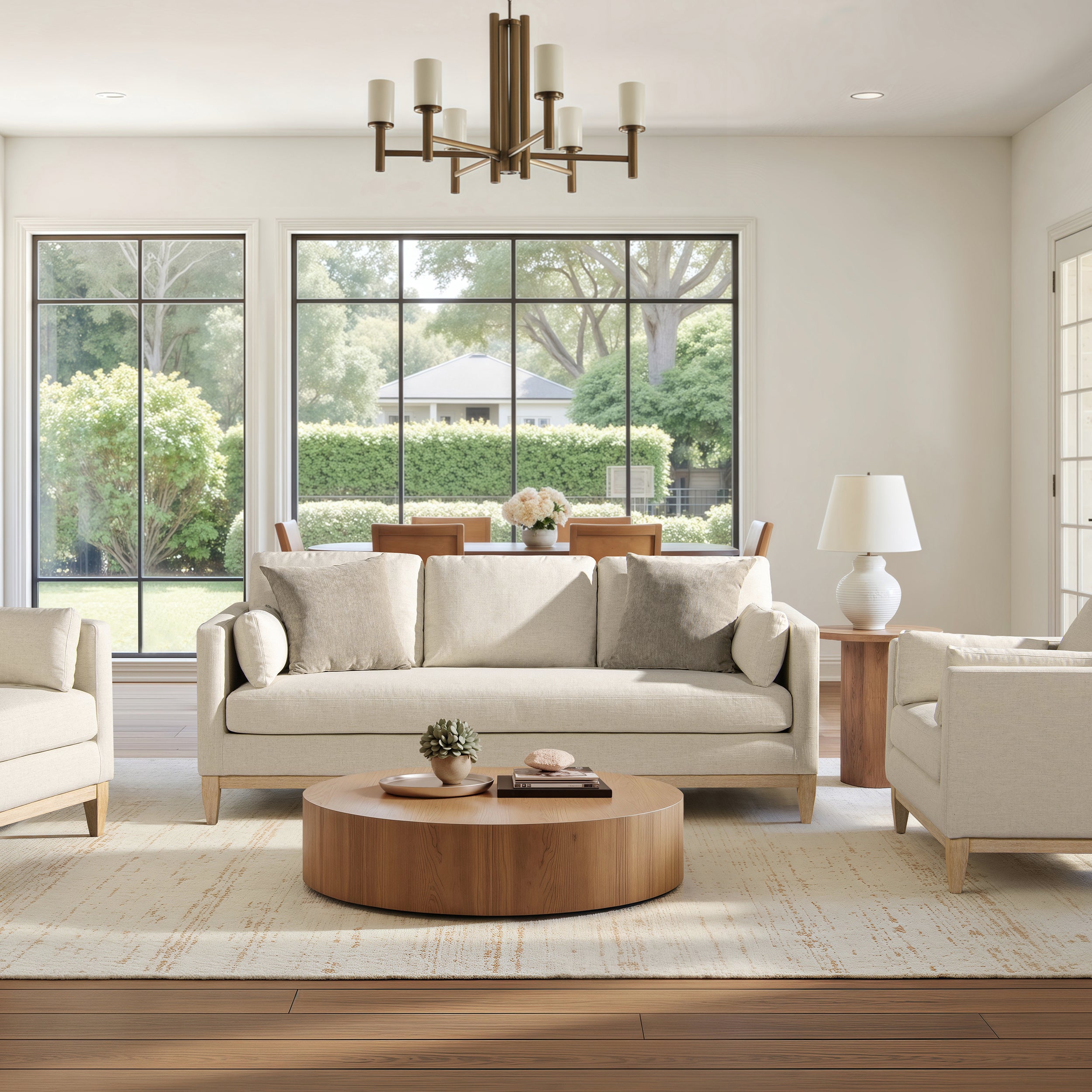 Knox 84" Modern Farmhouse Sofa, Flax