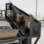 Full Size Loft Bed with Stairs and Storage Shelves