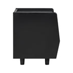 Black Nightstand with Rattan Detail