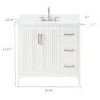 36 Inch Solid Wood Pre-Assembly Bathroom Vanity with US Power - White