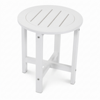White HDPE Outdoor Side Table - 16 in. Round All-Weather Patio End Table